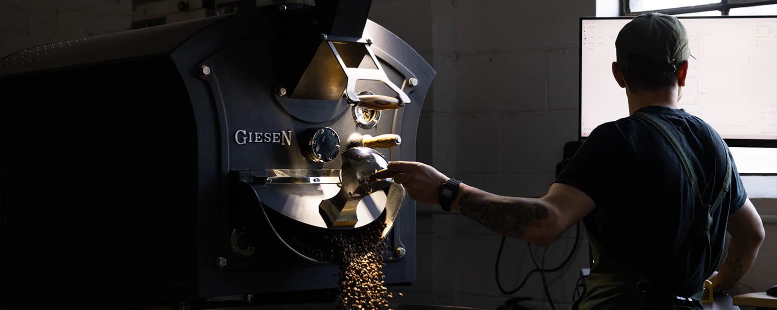 Specialty coffee coming out of the roaster